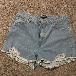 PrettyLittleThing Blue Jean Shorts Distressed High-Waisted